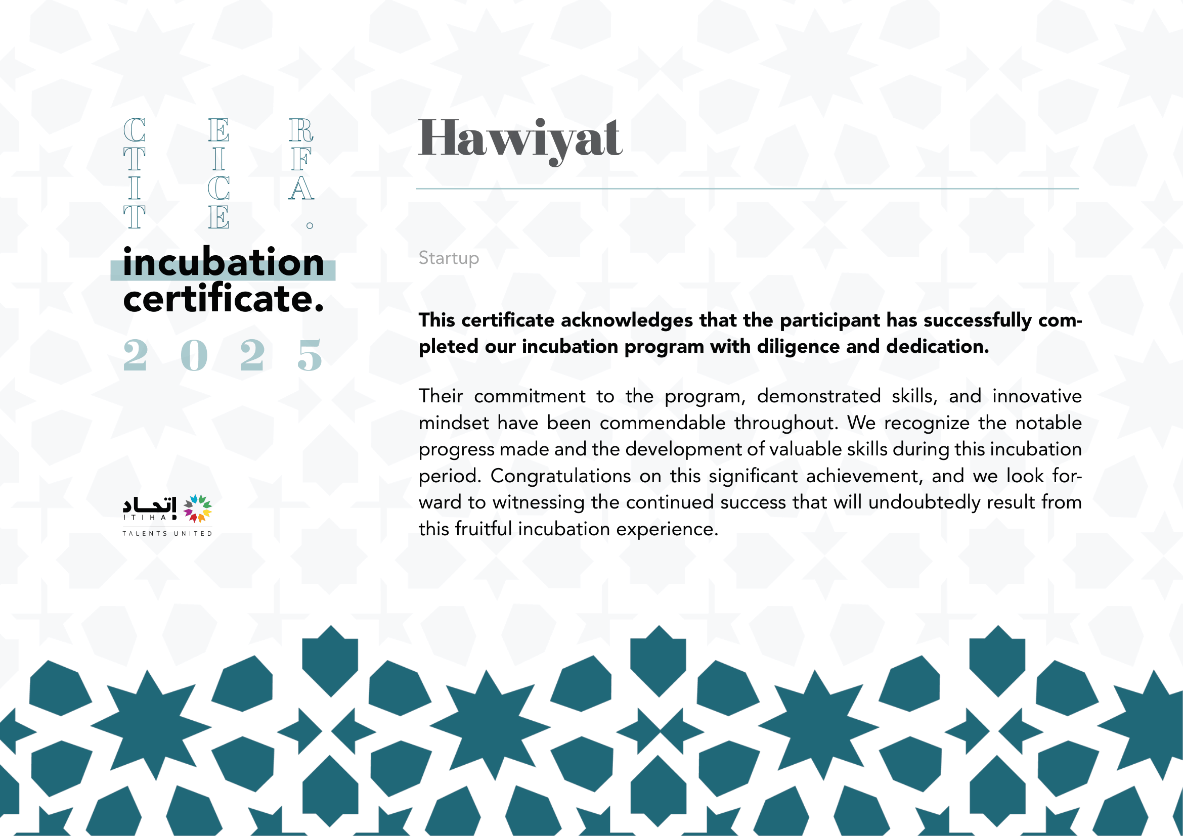Attestation d'Incubation